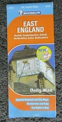 Michelin UK Tourist Map No. 610 East England. Folding Paper Map