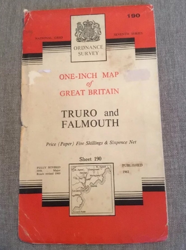1961 Ordnance Survey Seventh Series One Inch Map 190 Truro And Falmouth