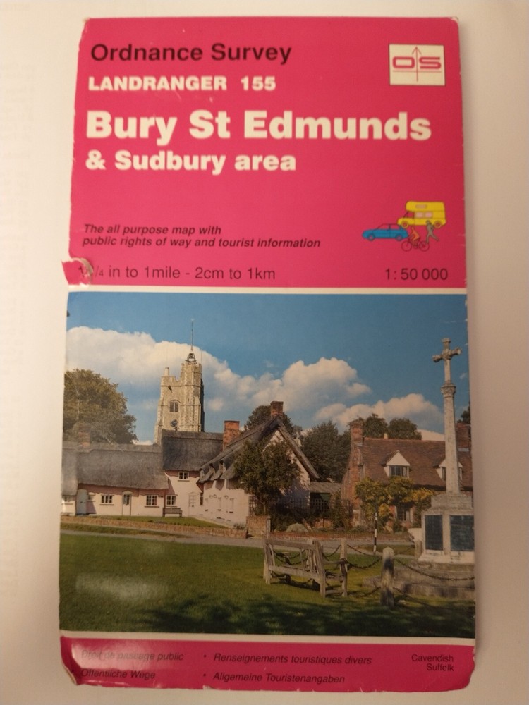OS 1:50,000 Landranger Sheet 155 Bury St Edmunds and Sudbury area, 1991