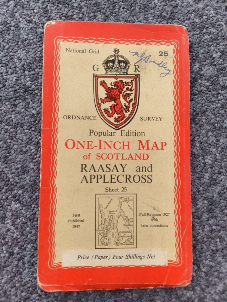 1947 Ordnance Survey Popular Edition One Inch Map 25 Raasay And Applecross