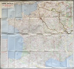 YOUTH HOSTELS NETWORK in FRANCE~Vintage Michelin Road Map 1955~110 x 99cm YHA