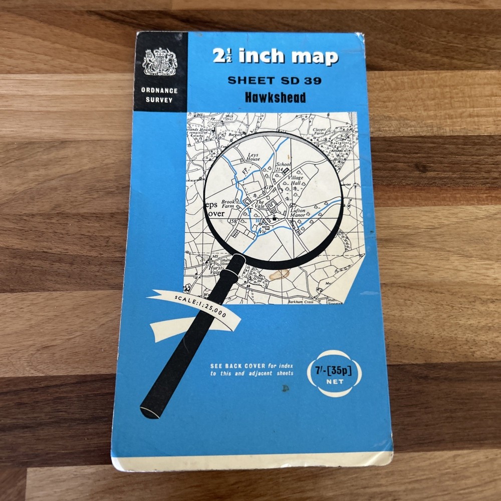 HAWKSHEAD Ordnance Survey Sheet SD39 Two & Half Inch MAP 1952 Windermere