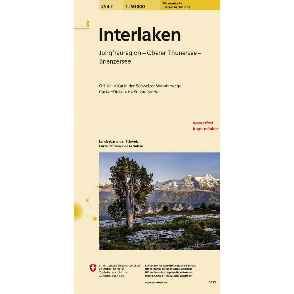 Switzerland map 254T Interlaken + Thunersee Brienzersee hiking trekking 50K