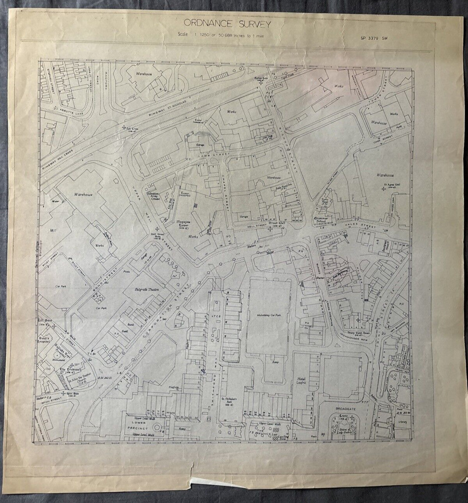 Ordnance Survey Plan SP3379 SW Sheet 1:1250 Not Dated but circa 1969 Coventry