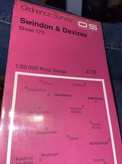 1974 old vintage OS Ordnance Survey 1:50000 Landranger Map 173 Swindon Devizes