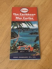 Esso The Caribbean With The Bahamas And Bermudan Map 1956