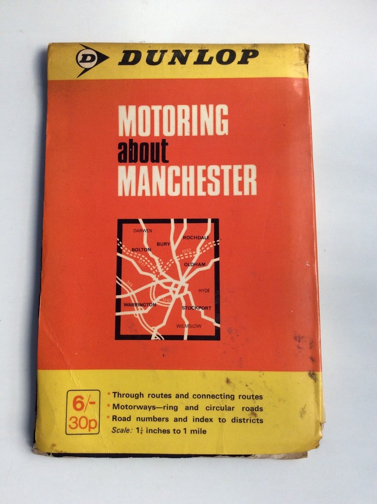 Vintage Sheet Map – Dunlop Maps – Motoring about Manchester