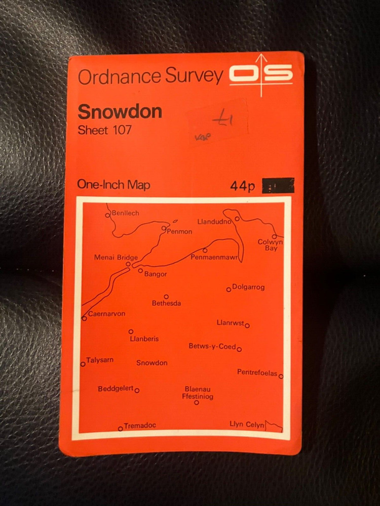 Ordnance Survey One Inch Map, Snowdon, sheet 107, 1969