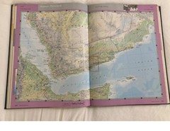 Satellite World Atlas from Barnes and Noble. Blue hardcover