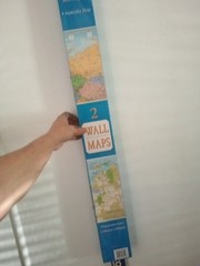 Laminated World And Australia Maps With Flags Set (126 x 90 cm) Poster