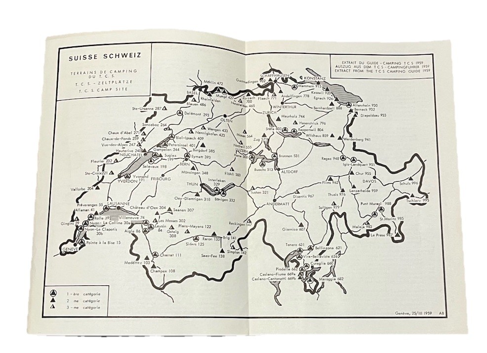 SUISS – TERRAINS DE CAMPING – 4 PAGER – 1959