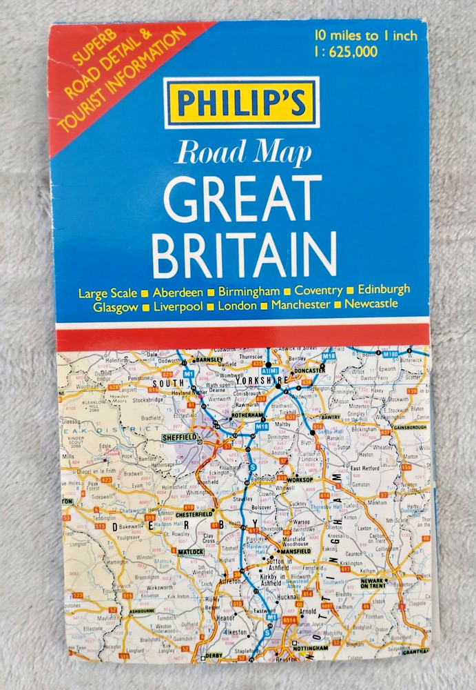 Philip’s Road Map of Great Btiain 1991 edition Scale 1:625000