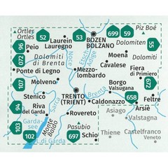 Italy Trentino (3 map set) Kompass map 683 hiking, cycling skiing