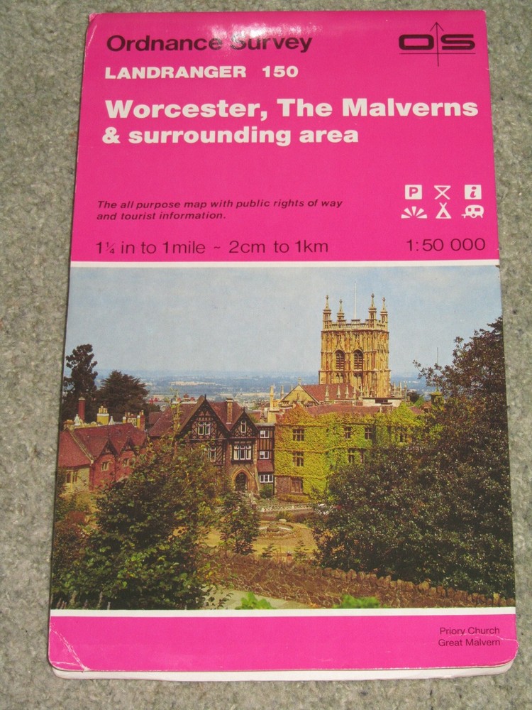 OS Ordnance Survey Landranger Map Sheet 150 Worcester & The Malverns – 1993