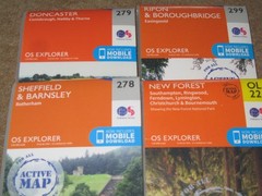 OS Ordnance Survey Explorer ACTIVE maps – laminated maps, latest style – vgc