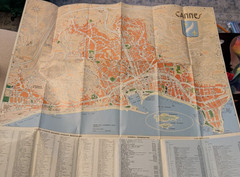 Original CANNES City MAP South France Plan 1984 vintage Cote d’Azur Riviera