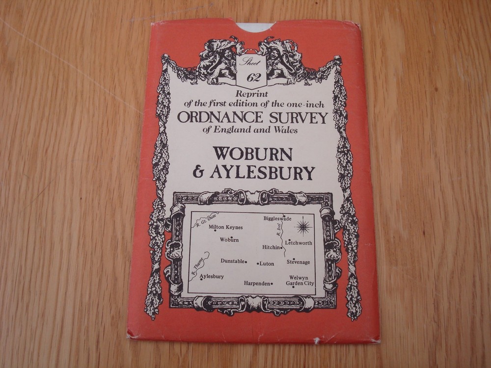 SHEET 62 REPRINT 1ST EDITION 1″ ORDNANCE SURVEY MAP WOBURN & AYLESBURY FROM 1979