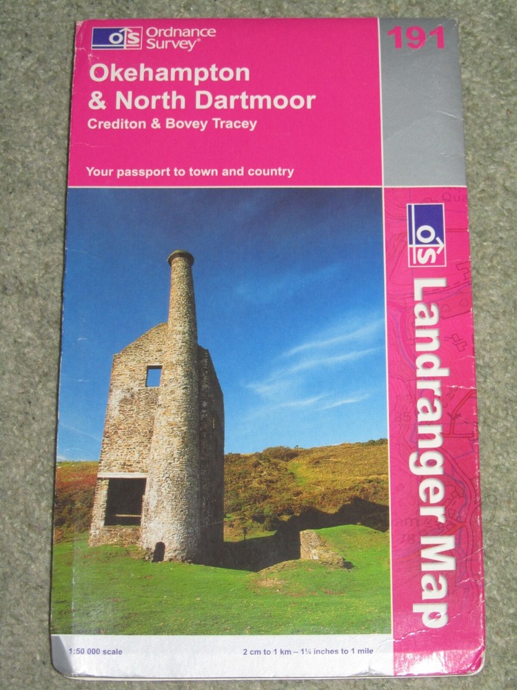 OS Ordnance Survey Landranger Map Sheet 191 Okehampton & North Dartmoor – 2004
