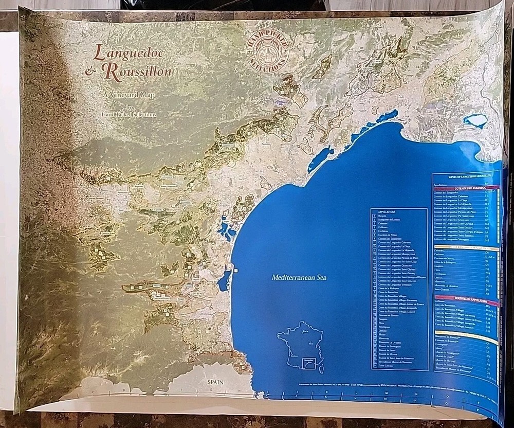 A VINEYARD MAP BY HAND PICKED SELECTIONS LANGUEDOC AND ROUSSILLON WALL / POSTER