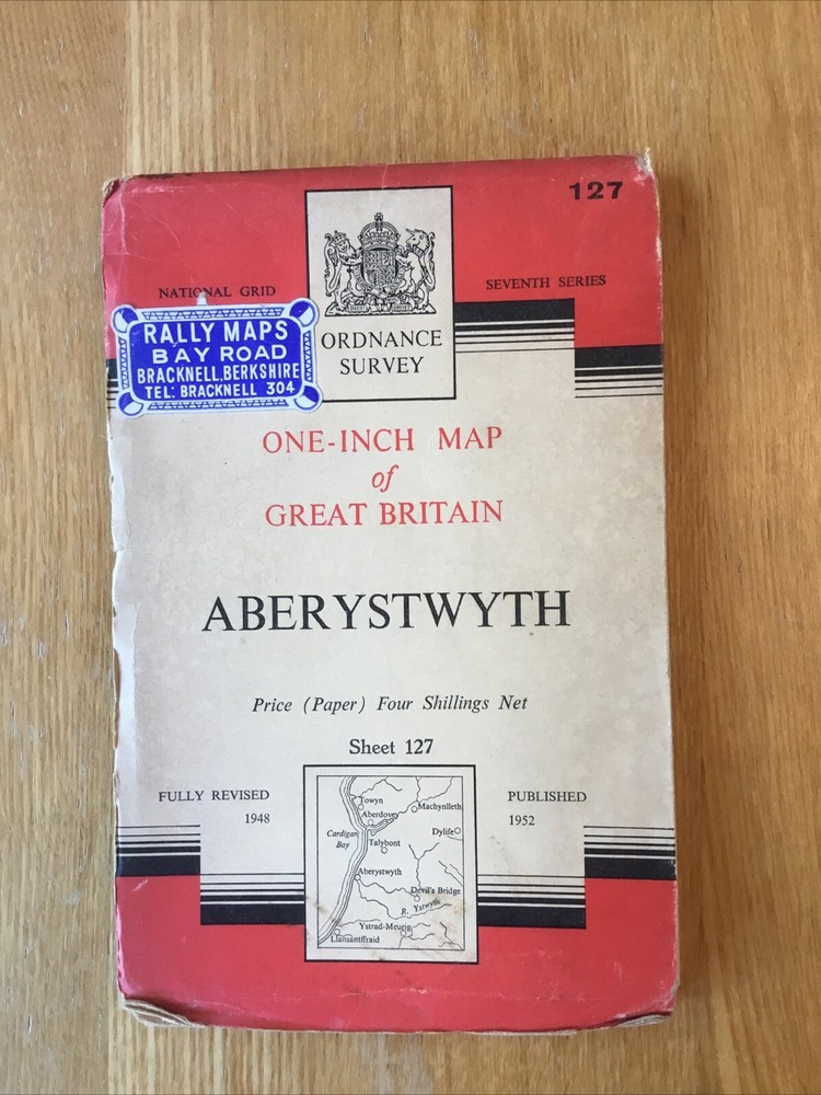 1952 Ordnance Survey One Inch Seventh Series Map 127 Aberystwyth (incl Towyn )