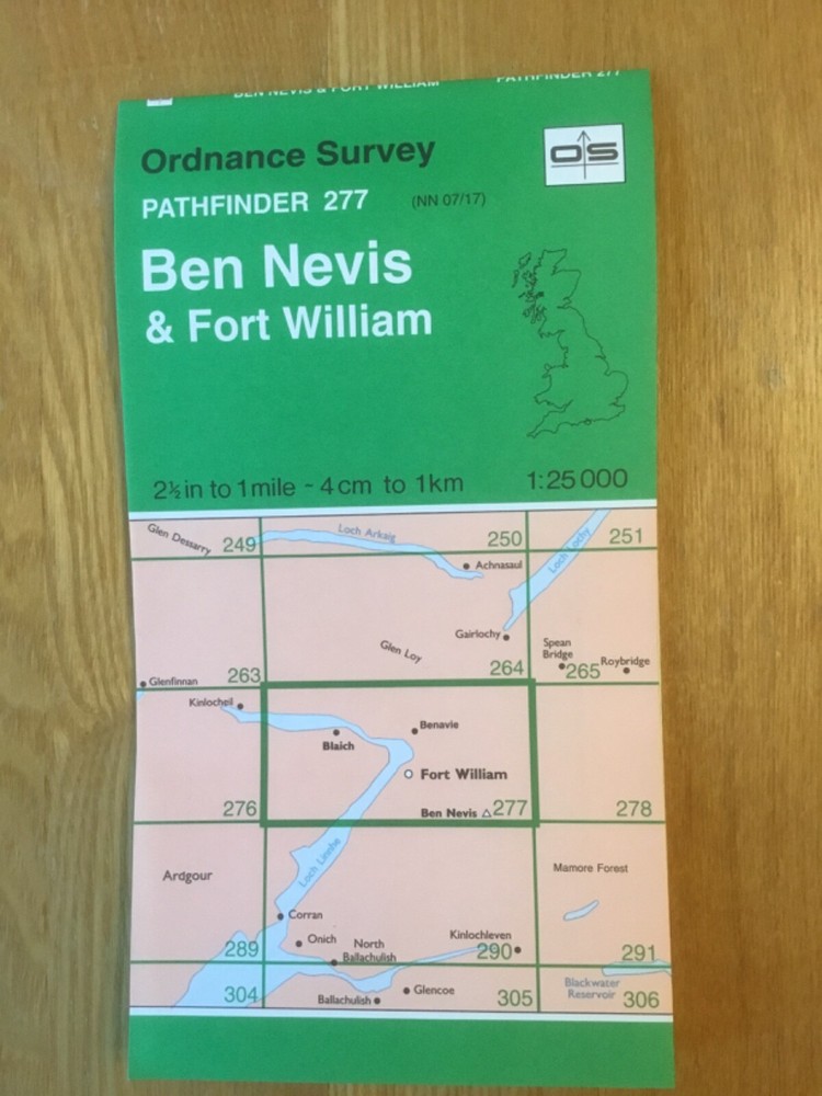 1995 Ordnance Survey Pathfinder Map 277 NN 07/17 Ben Nevis and Fort William