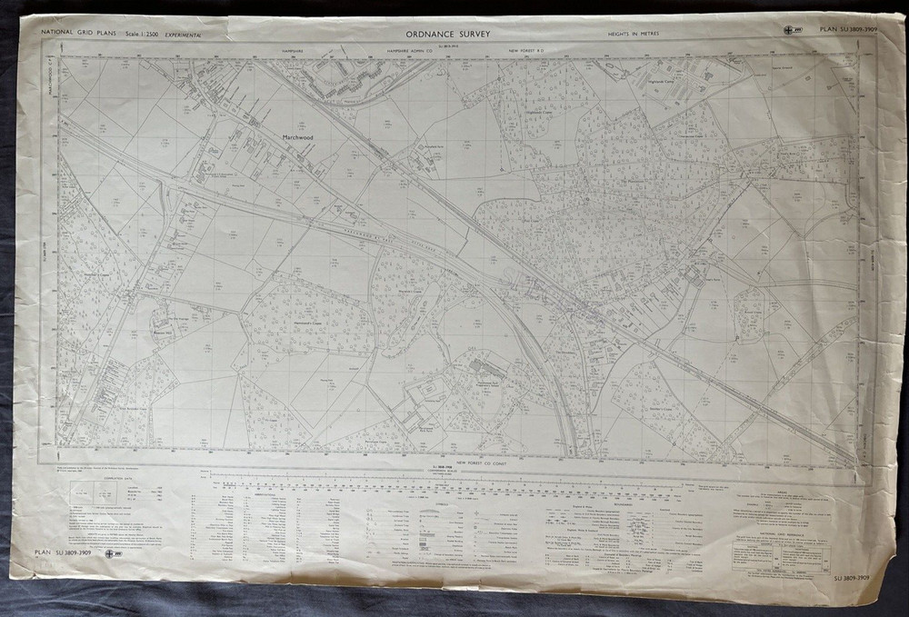 Ordnance Survey 1:2500 Map National Grid Plans Experimental SU3809-3909 1968