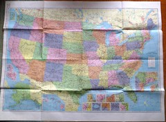 American Map Corp – Colorprint political map of US with highways 50″ x 38″ c1980