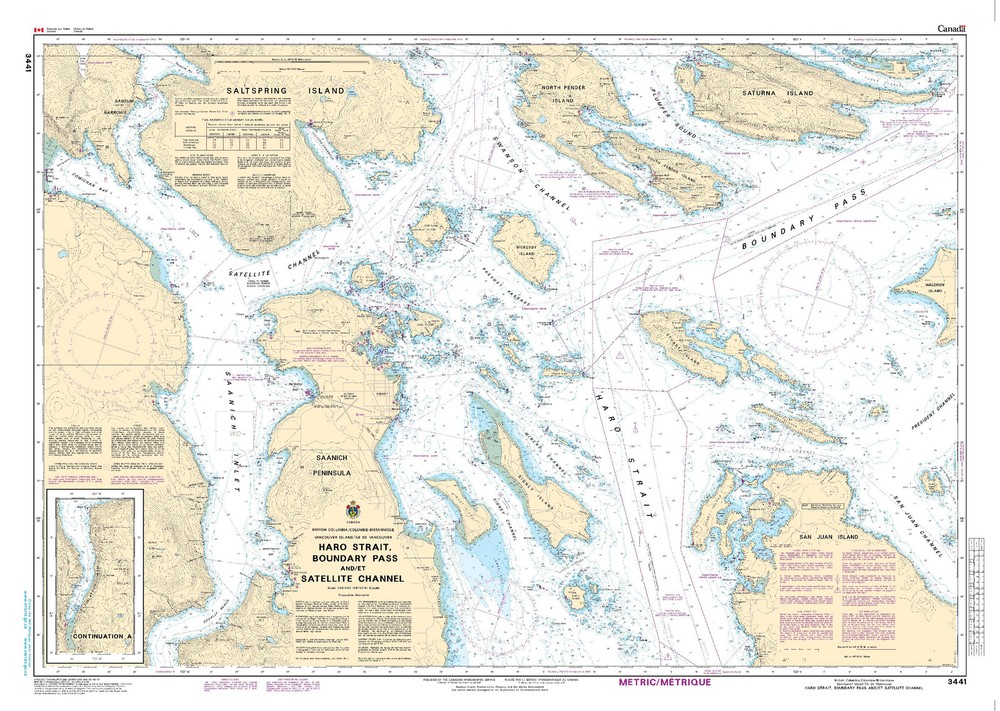Haro Strait, Boundary Pass and/et Satellite Channel | CHS Chart 3441 (34 x 47)