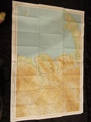 BARTHOLOMEW’S NO22 REVISED HALF INCH CONTOURED VINTAGE 1947 CLOTH MAP.MID WALES