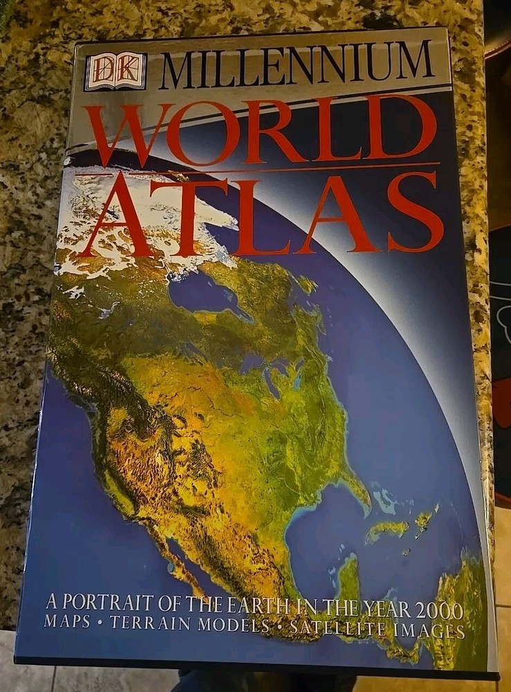 DK World Atlas Millennium Edition Large Book 18 X 11.75 X 1.5 Preowned Hardcover