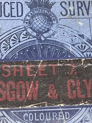 Antique 1924 Bartholomew’s Half Inch to 1 Mile Cloth Map, No 7 Glasgow and Clyde