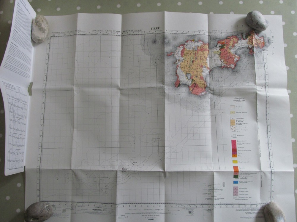 VINTAGE GEOLOGICAL MAP TIREE SCOTLAND SHEET 42 & 50 SOLID & DRIFT EDITION