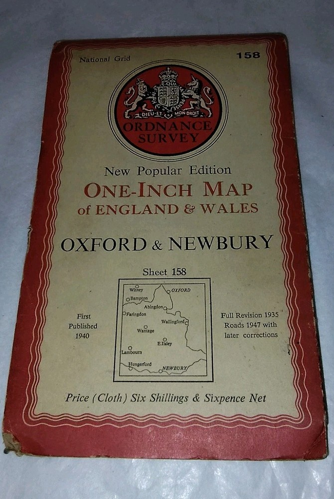 Oxford & Newbury – 1947 – One Inch Map – Paper Sheet 158 – OS Ordnance Survey