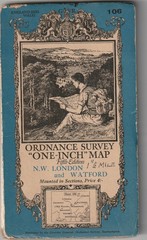 ORDNANCE SURVEY MAP. N.W. LONDON & WATFORD. 1935. 1 inch to 1 mile. LINEN