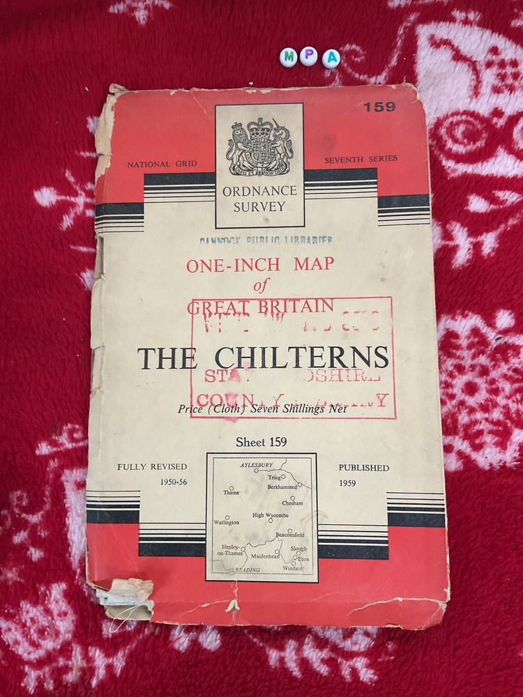 Ordnance Survey vintage , rambling walking Map , Rare, The Chilterns