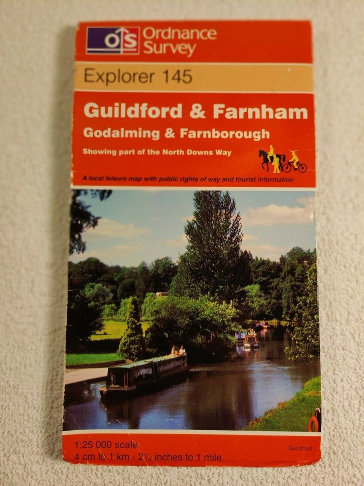 OS Ordnance Survey Explorer 1:25,000: Sheet 145 Guildford & Farnham – 1998