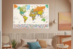 Map Of The World Educational Geography Poster School Wall Decor A1 A2 150x100cm