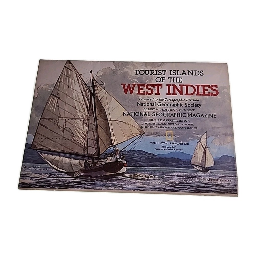 Tourist Islands of the West Indies Nationa Geographic 1981 Folding Map