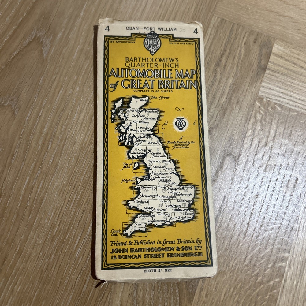 OBAN FORT WILLIAM Bartholomew Quarter Inch Map No 4 Automobile Association 1933
