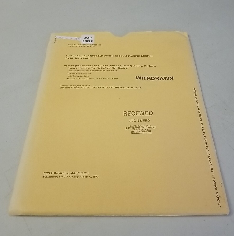 USGS Natural Hazards Map of the Circum-Pacific Region w/Companion Note Book