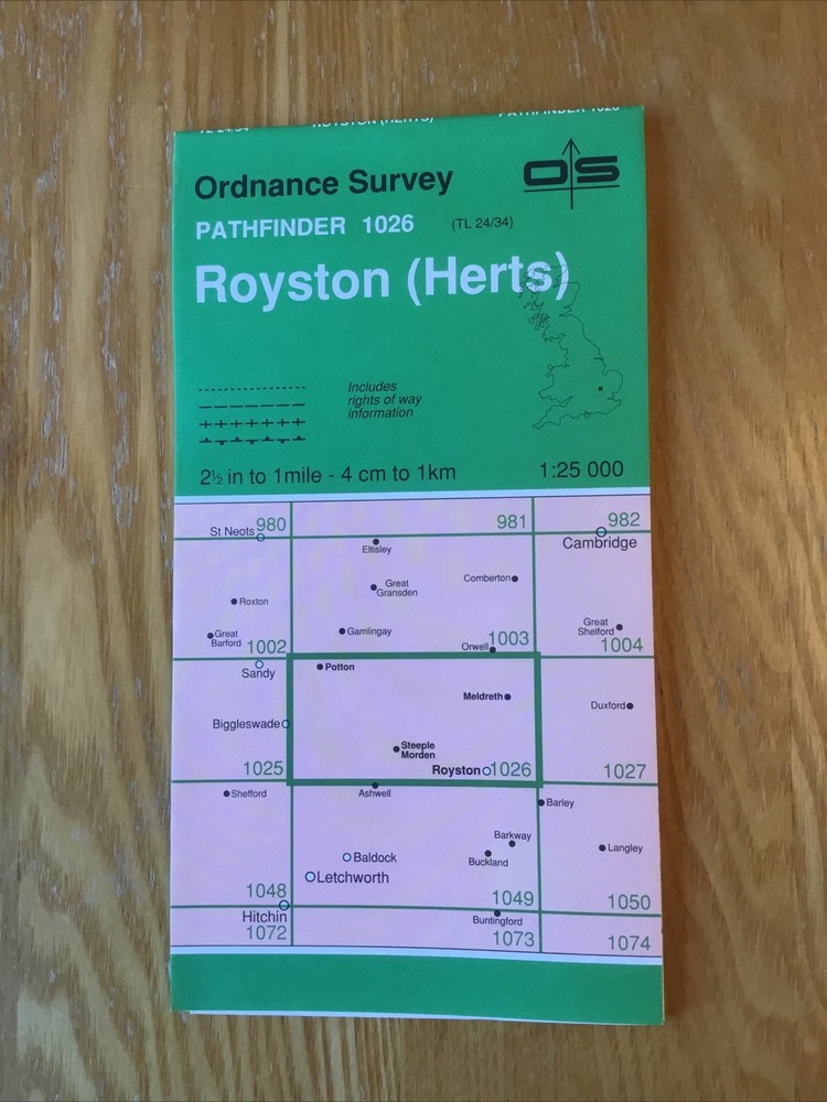 1993 Ordnance Survey Pathfinder Map 1026 TL 24/34 Royston In Herts (inc Meldreth