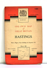 1959 OS Ordnance Survey One Inch Paper Map, of Hastings Sheet 184.