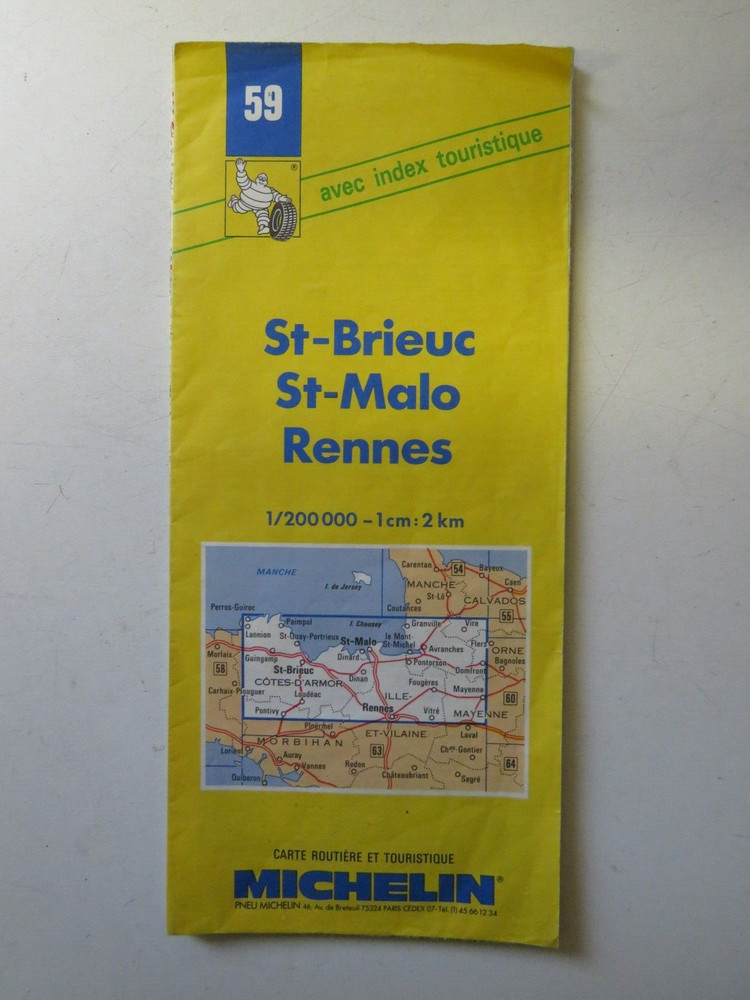 Michelin French Road Map 59. St-Brieuc St-Malo Rennes 1994