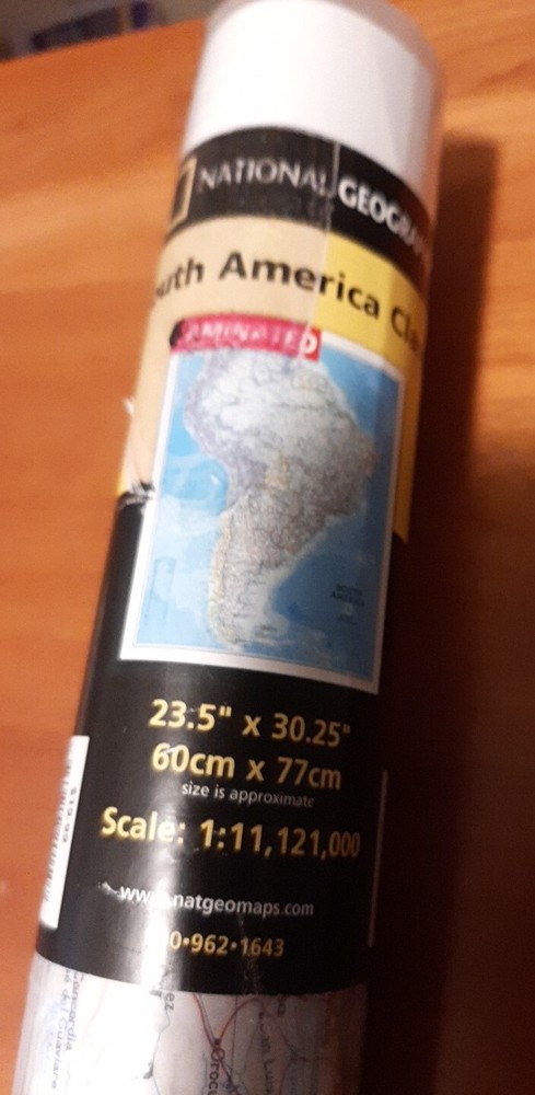 National Geographic Reference Map Laminated South America Pre-owned