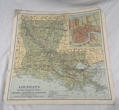 Vintage National Geographic Map Louisiana 1930