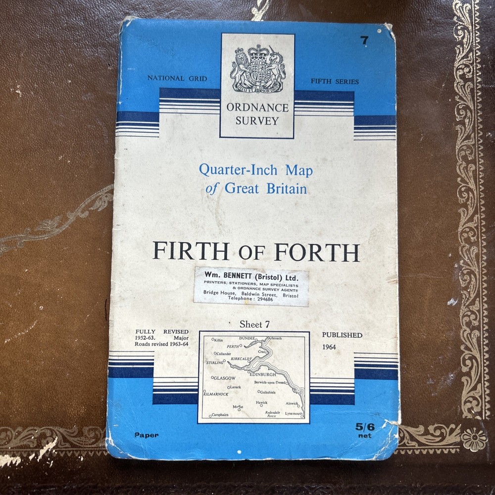 FIRTH OF FORTH Sheet 7 Fifth Series Ordnance Survey Quarter Inch 1964 colour map
