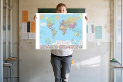 Map Of The World Political Detail City Poster Travel Print Spanish Version A1 A2