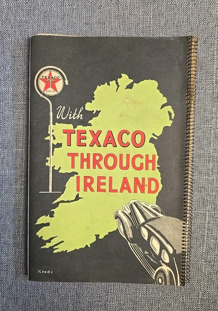 Original Vintage Antique With Texaco Through Ireland Road Map Folding Map Keady