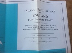 Vintage Fold Out Wall Map of England Stanford’s Inland cruising for Large Craft