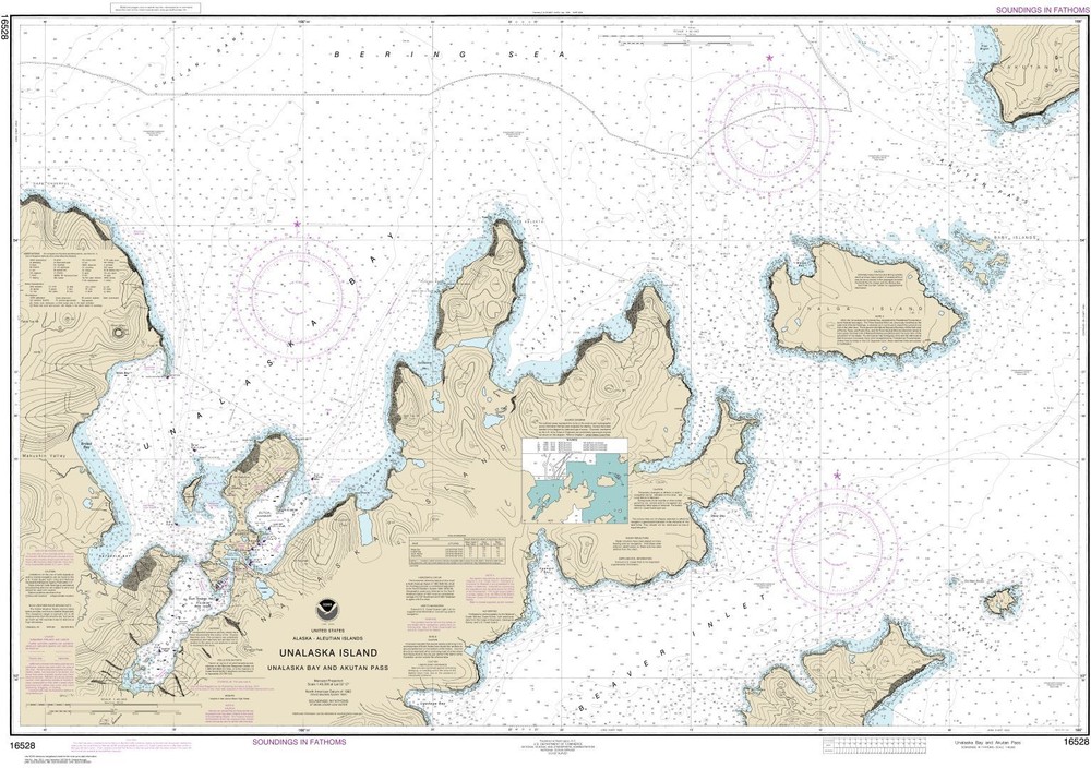 Unalaska Bay and Akutan Pass | Waterproof NOAA Chart 16528